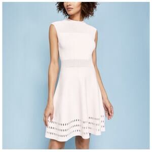 Ted Baker Aubray knit skater dress Powder Pink Laser Cut Sz 1 Preppy Soft Girl